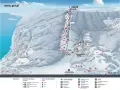 Mapa ośrodka narciarskiego Góra Żar. Widok na stoki, wyciągi, jezioro i parkingi. Góra Żar ile się wchodzi, to 761 m n.p.m.