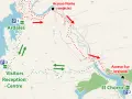 Mapa szlaku Caminito del Rey z zaznaczonymi parkingami P1, P2, P3, wejściem północnym i południowym oraz centrum dla odwiedzających.