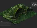 Trójwymiarowa mapa szlaków turystycznych na Babiej Górze, z zaznaczonymi szczytami i przełęczami.