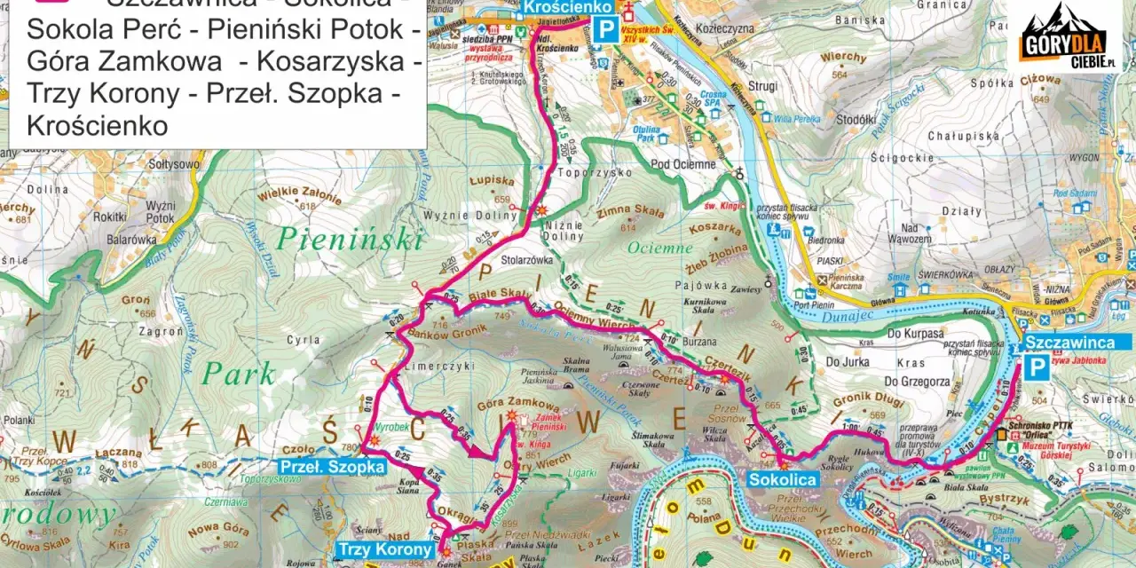 Trzy Korony z Krościenka, widok na Pieniński Park Narodowy, szlaki turystyczne, Dunajec.