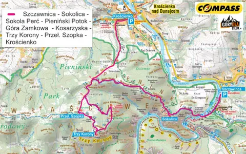 Trzy Korony z Krościenka, widok na Pieniński Park Narodowy, szlaki turystyczne, Dunajec.